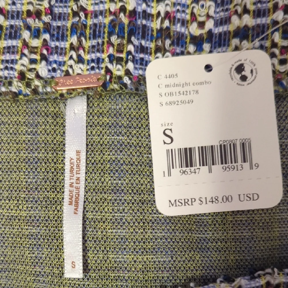 Free People Square Neck Button Front Tweed Mini Dress Size Small NWT Boho Boucle - Picture 2 of 7